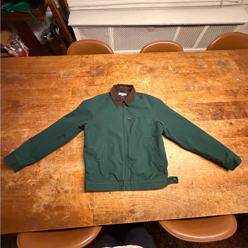 Men's Forest Green Jacket with Chocolate Collar